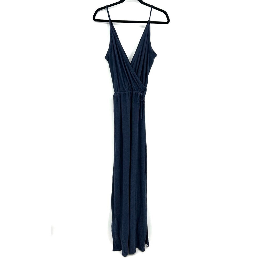 NWT CHASER Heather Blue Faux Wrap Spaghetti Strap Jersey Maxi Dress Size Medium